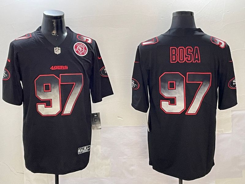 Men San Francisco 49ers #97 Bosa Black Nike Smoke Fashion 2024 Limited NFL Jersey style 4